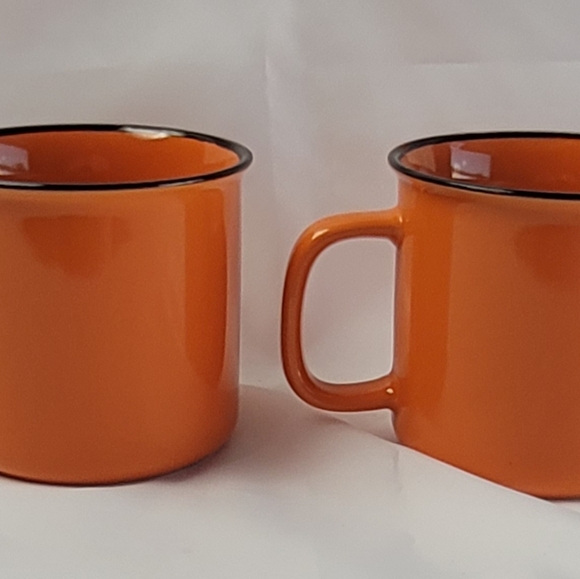 MUGS Set of 2 BULLEIT FRONTIER WHISKEY Bright Orange 9 oz Coffee Tea Compact - Picture 4 of 7